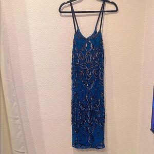 Vtg beaded sequins midi dress‎